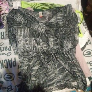 See through snake print top with neck tieing in fr